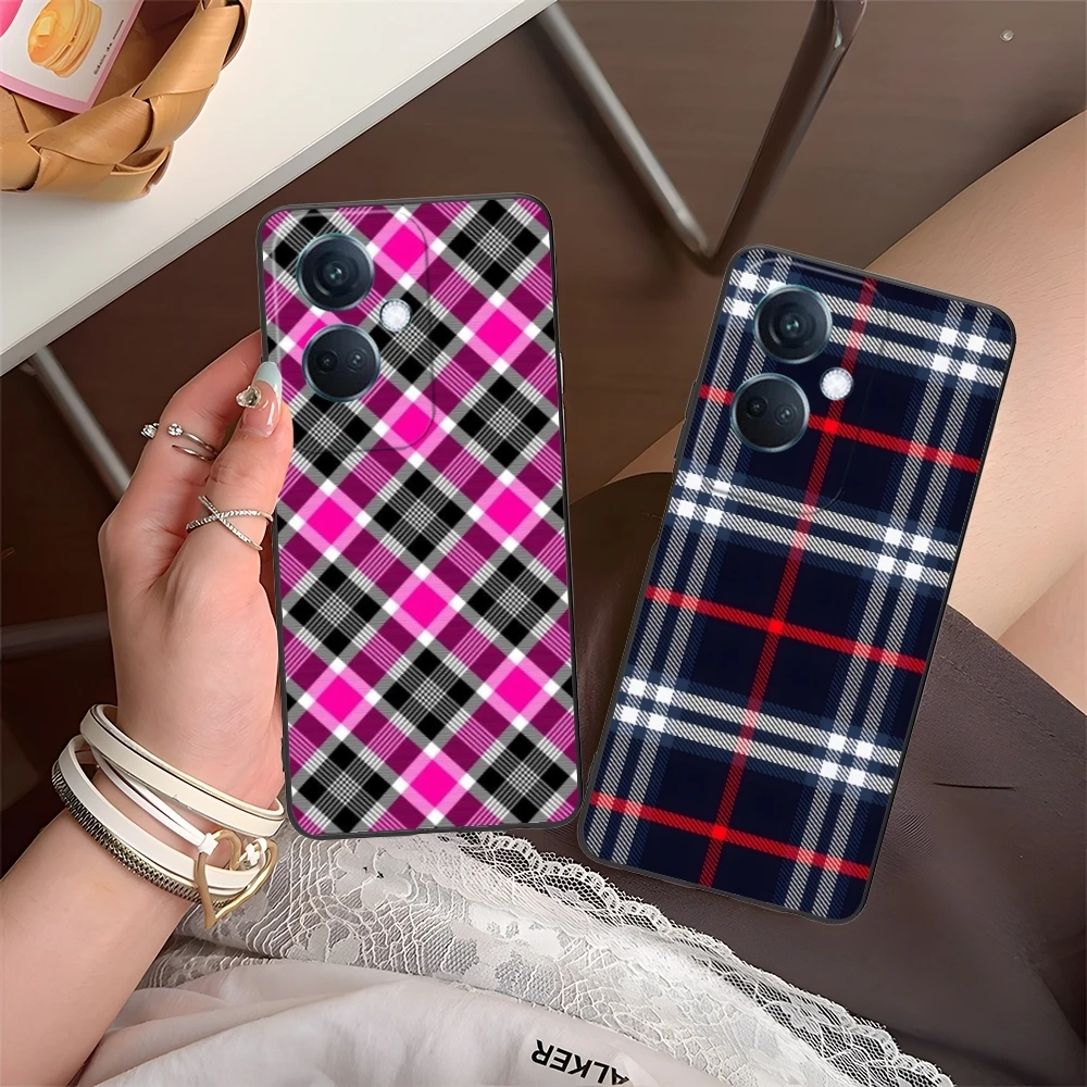 Lattice Grid Texture Mobile Cell Phone Case for OPPO Find X5 X3 X2 A93 Reno 8 7 Pro A74 A72 A53 Black Soft Cover Shell