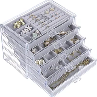 5 drawers multi layer acrylic jewelry organizer for girl earrings display transparent jewelry case plastic storage container