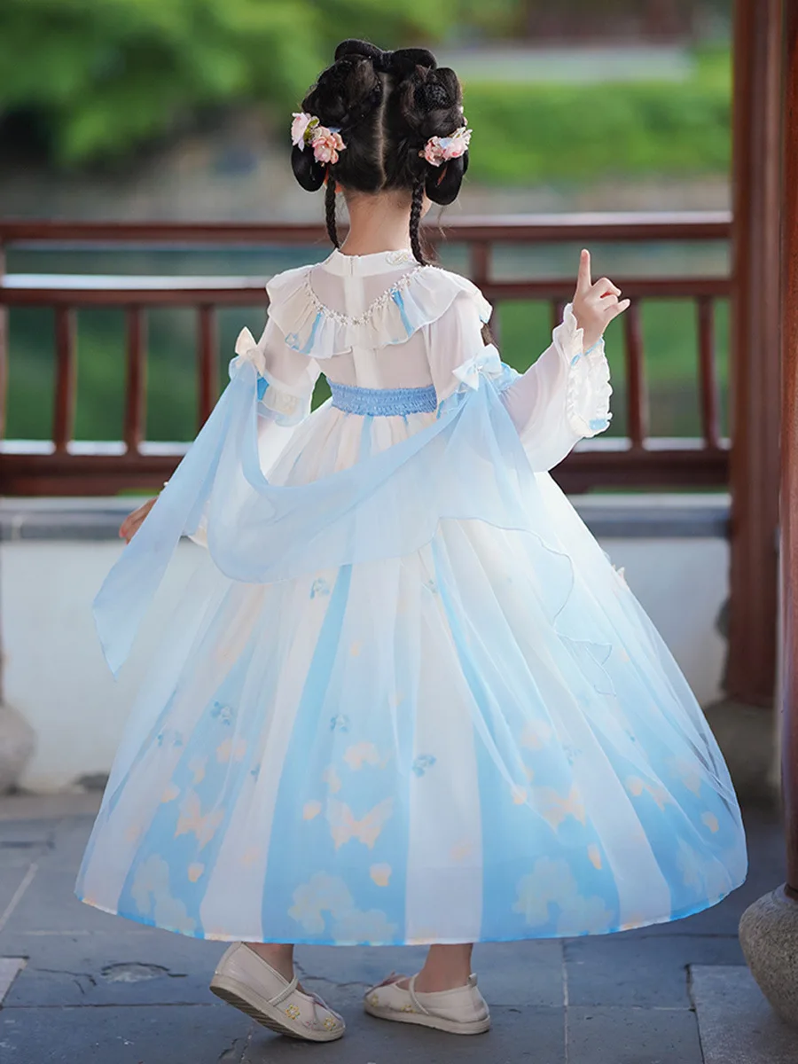 Новинка 2024 Китайская традиционная вышивка для девочек платье ханьфу Сказочный