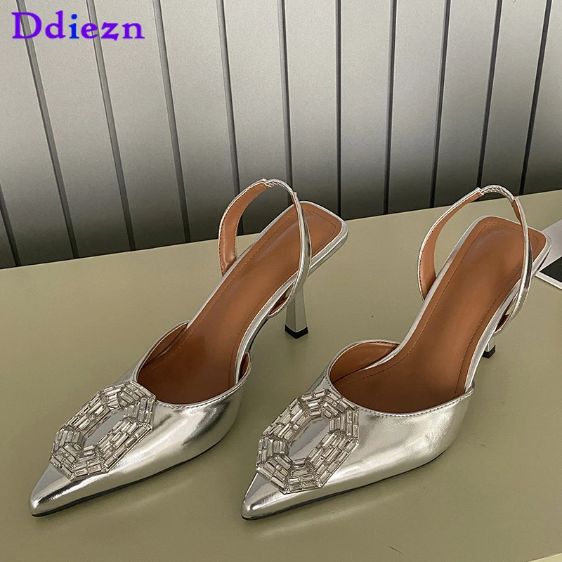 

Туфли-лодочки женские на высоком каблуке, модные блестящие, заостренный носок, шлепанцы для вечеринки, Роскошные, 2023