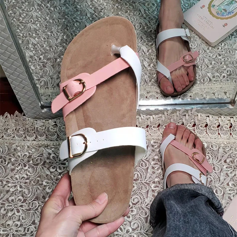 

Summer New Women Cross Buckle Orthotic Sandals Unisex Lovers Slippers Classics Leather Print Casual Beach Flip Flop Clogs