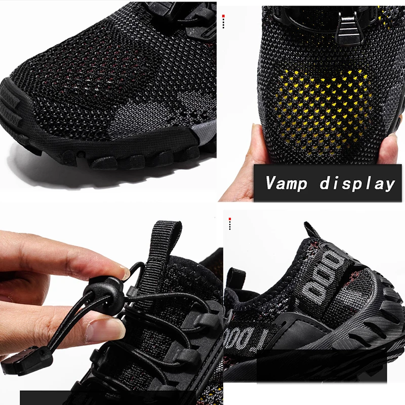 JIEMIAO Men Sneakers Mesh Breathable Camping Hiking Shoes Summer Outdoor Trail Trekking Mountain Climbing Sports Shoes