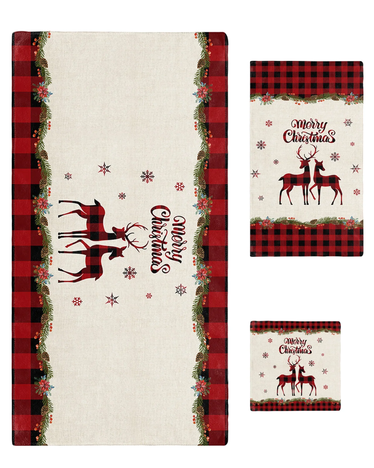 

3 шт., набор полотенец в клетку, из микрофибры