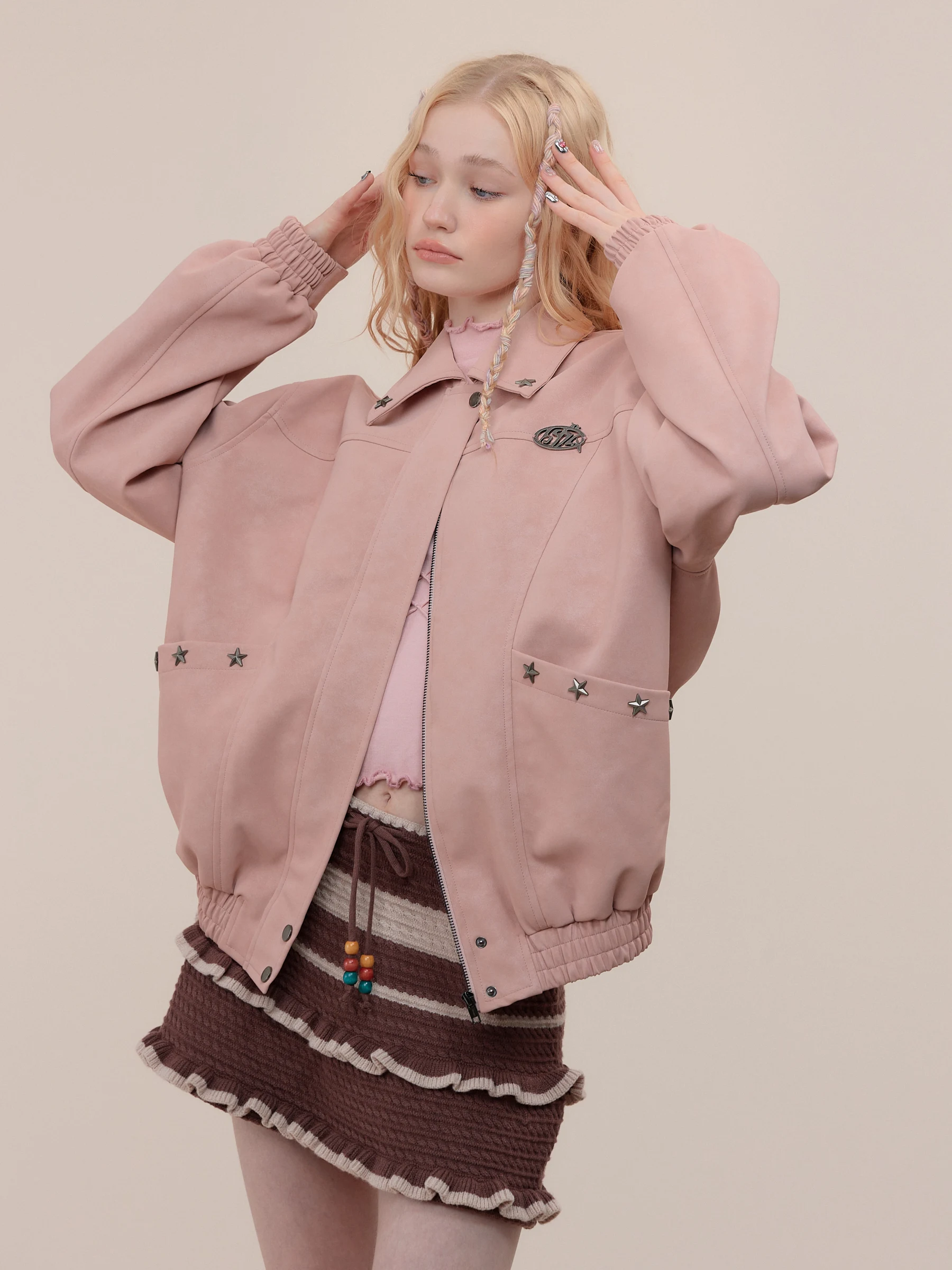 Zizifei-XINGX PU Leather Motorcycle Coat for Women New Retro Outerwear Popular and High Sense American Clothing
