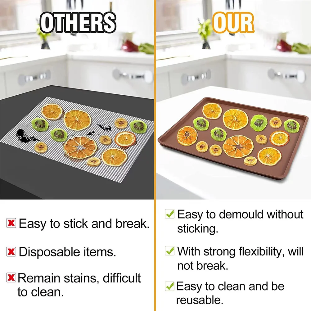 3 Pcs Dryer Silicone Mat Reusable Dehydrator Tray Vegetable Drying Mats for Fruit Roll Sheet Silica Gel Jerky