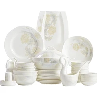dinning table plate sets food ceramic luxury salad porcelain plates dinner sets serving aparelho de jantar dinnerware dl60pz