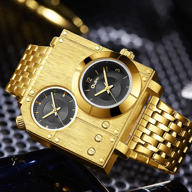 

OULM 2022 Fashion Gold Watch Mens Watches Top Brand Luxury Clock Montre Homme Square Quartz Watch Men Relogio Masculino