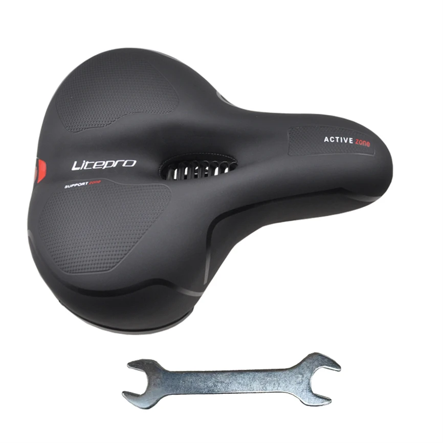 Мягкое амортизирующее широкое седло JKLitepro для велосипеда кожаное