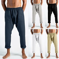 2022 mens pants linen pocket stitched casual pants spring and autumn japanese streetwear full length trousers