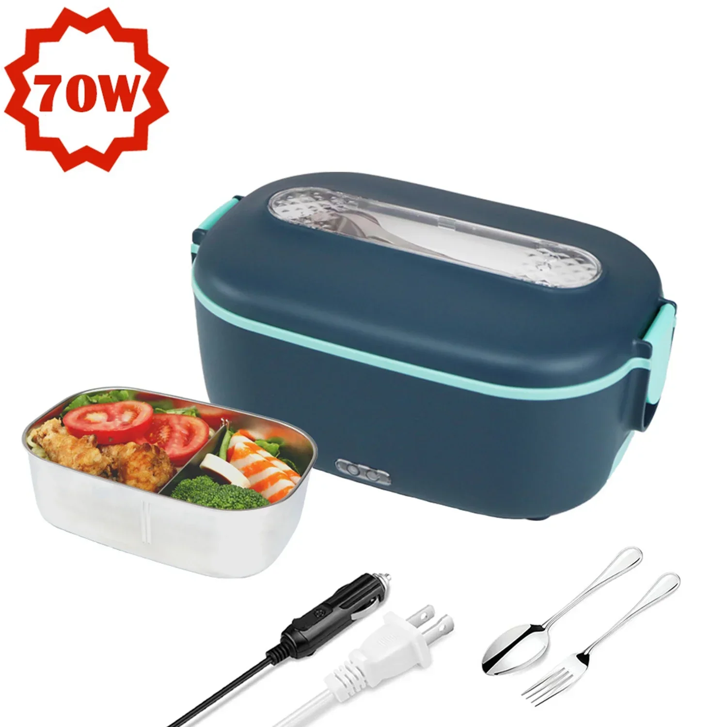 

Ланч-бокс Электрический, 70 Вт Ланч-бокс с подогревом, 12/24/110/220 В Портативный Ланч-бокс с подогревом для еды для автомобиля, грузовика, офиса, работы, студента