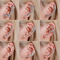 1pc fashion crystal clip on earrings for women simple cuff wrap non piercing ear cuff female boho no piercing jewelry gift
