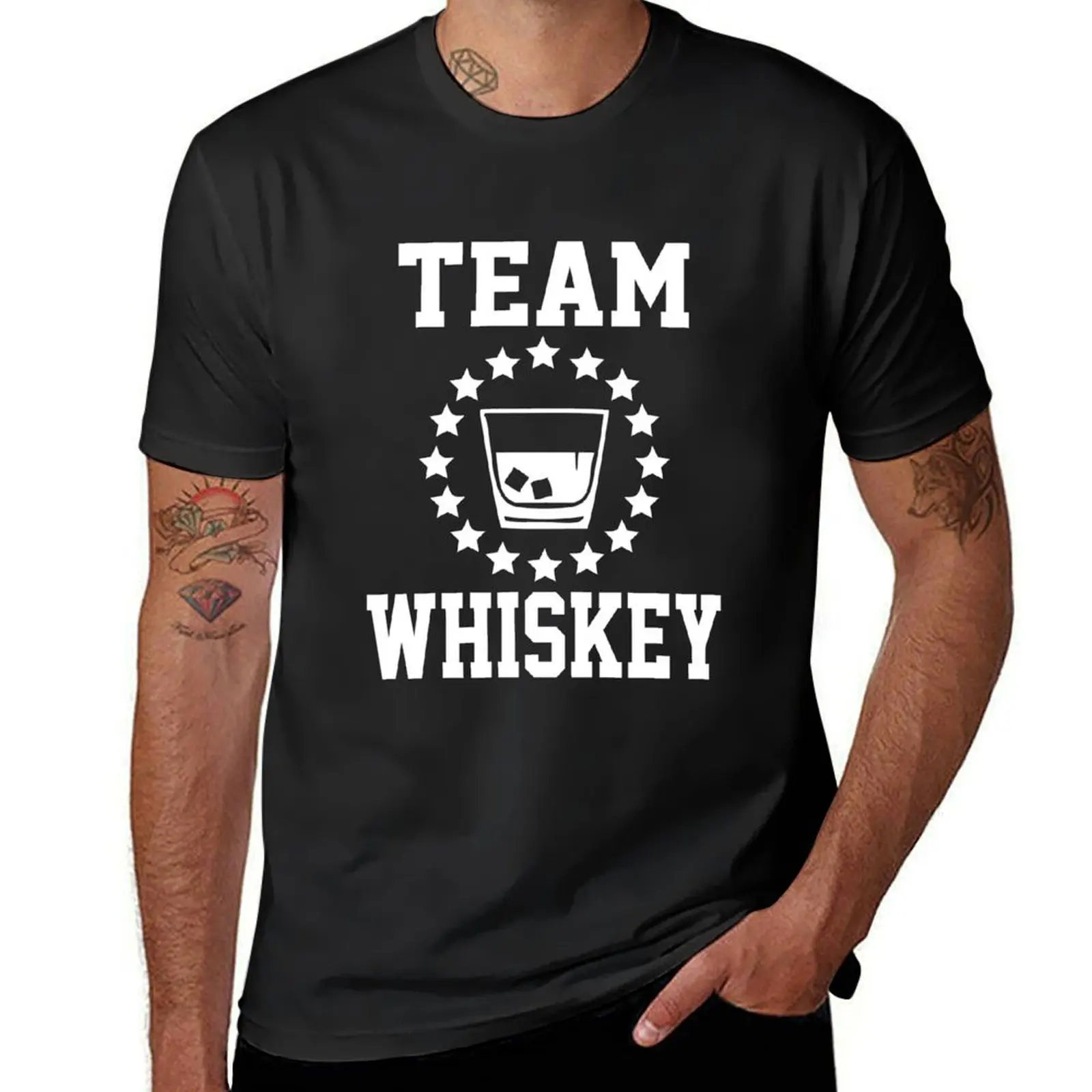 Футболка Wiskey командная винтажная одежда funnys Черная мужская больших размеров