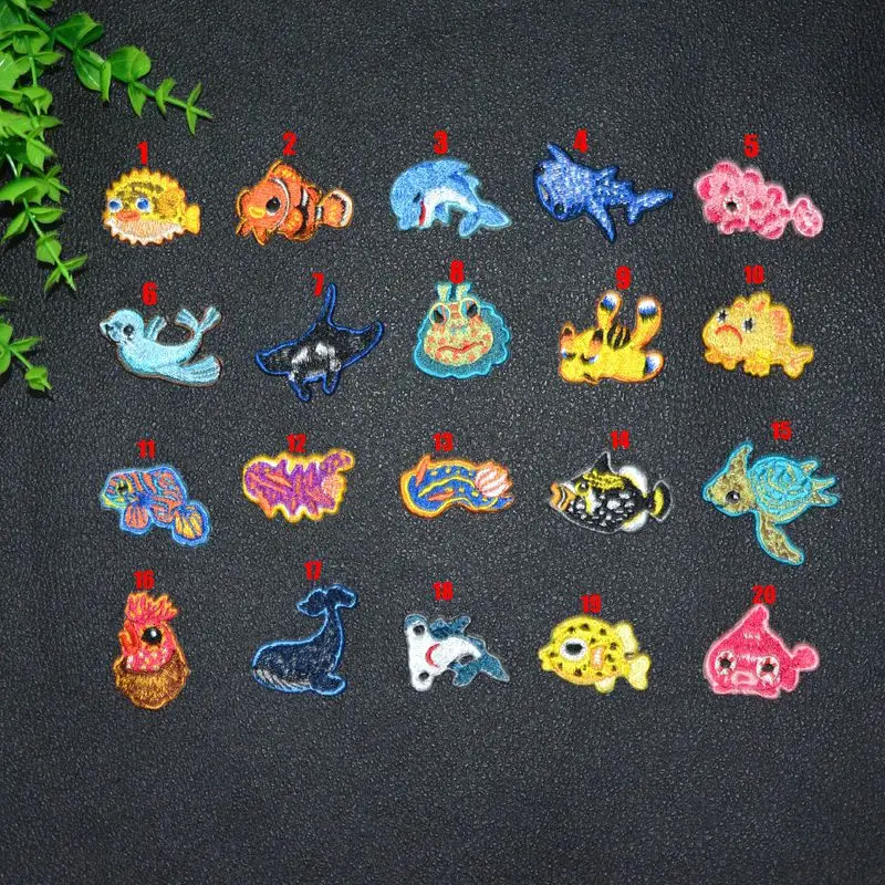 Морские животные дельфин Кит патчи для утюга вышитые нашивки одежды наклейки