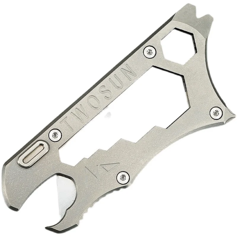 Mini cuchillo multiusos TC4 de aleación de titanio, abrebotellas, destornillador, llave hexagonal, herramientas de bolsillo de mano EDC portátiles