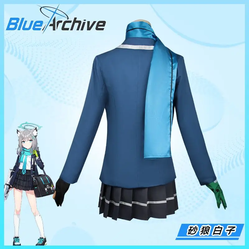 Аниме игра синий архив Cos Suna женщина Kami Shiroko пальто рубашка шарф юбка носки