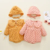 2022 summer newborn toddler girls bodysuits cute lovely infant baby girl floral bodysuit jumpsuit outfits hat casual clothes