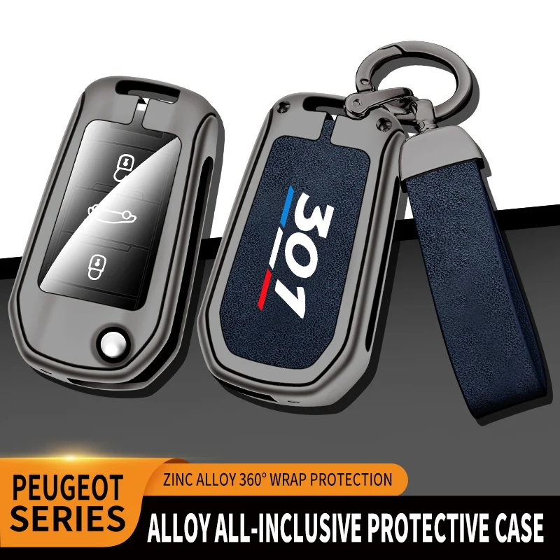 

Auto TPU Zinc Alloy Key Case Bag For Peugeot 301 Logo Car Key Chain Car Metal Key Shell Car Interior Decoration Accessories
