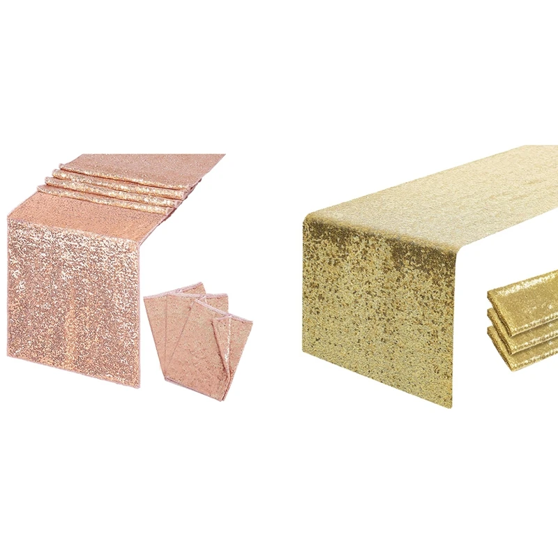 

Table Runners Rectangle Glitter Table Linen Wedding Birthday Party Cake Table Decoration 4 Pieces