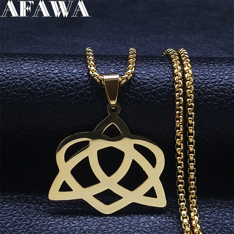 

Wicca Celtic Knot Necklace Stainless Steel Gold Color Amulet Triquetra Necklaces Talisman Jewelry chaine homme N7089S02