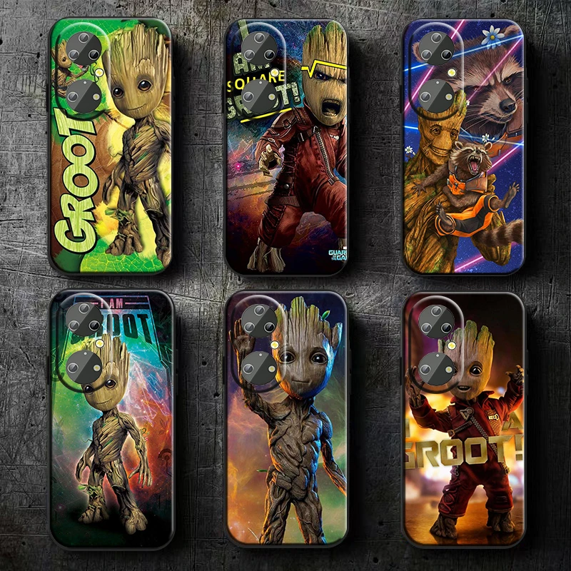 

Marvel Guardians Treant Groot For Huawei P50 P40 P30 P20 Lite 5G Nova Plus 9 SE Pro 5T Y9S Y9 Prime Y6 Balck TPU Phone Case