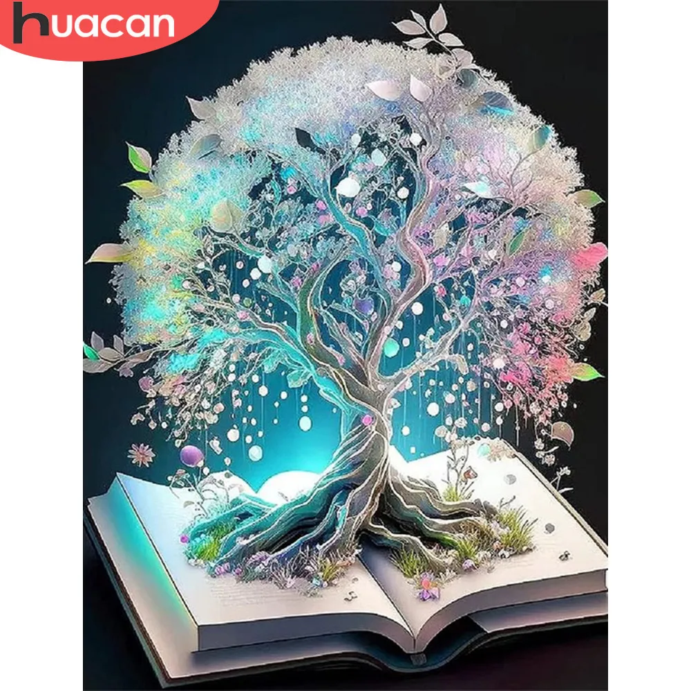 

HUACAN Coloring By Number Tree Landscape Wall Art Unique Gift Acrylic Home Decoration Handpainted Flower Book Picture 50x65cm