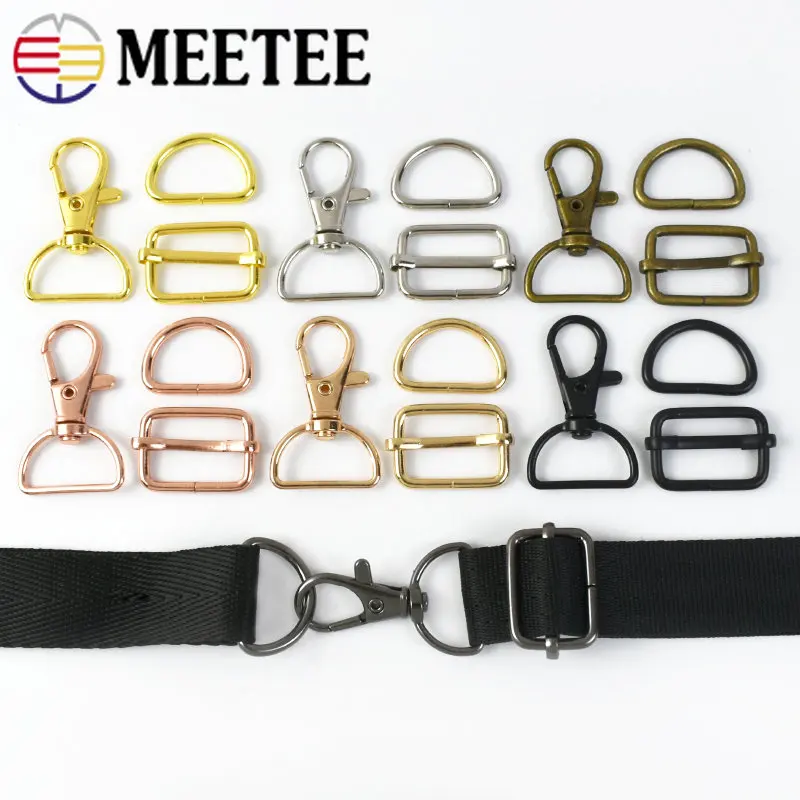 

1/2Sets 20mm Metal Key Chain Lobster Clasp Bag Strap Buckle D Ring Tri-Glide for Pet Collar Webbing DIY Hardware Accessories