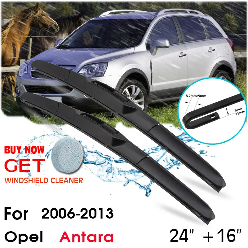 

Car Wiper Blade Front Window Windshield Rubber Silicon Refill Wipers For Opel Antara 2006-2013 LHD / RHD 24"+16" Car Accessories