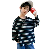 autumn kids long sleeve pullover cotton casual letter striped printed sweatshirt for teen boys 5 6 7 8 9 10 11 12 13 14years old