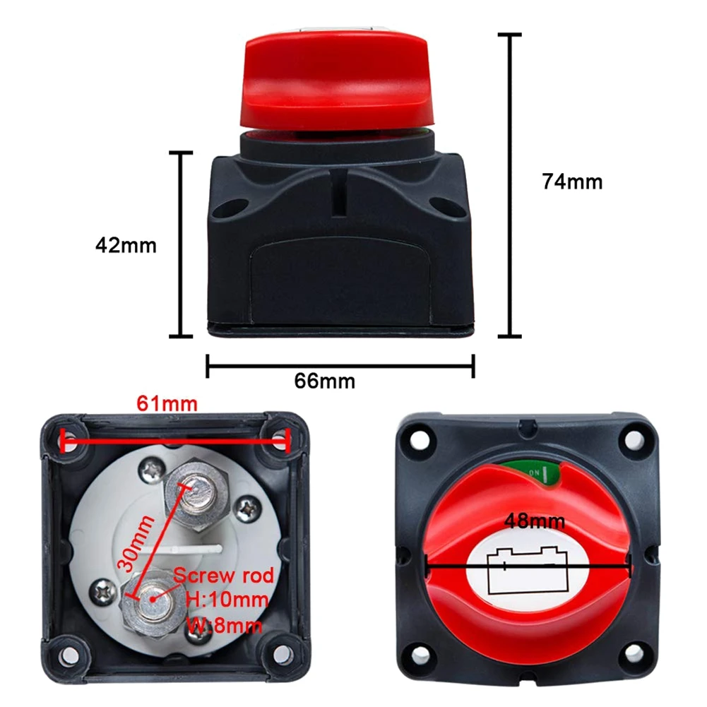 

Battery Disconnect Switch 12V 24V 48V 60V Battery Master Cut Off Isolator Switch Waterproof for Marine Boat Auto Camper