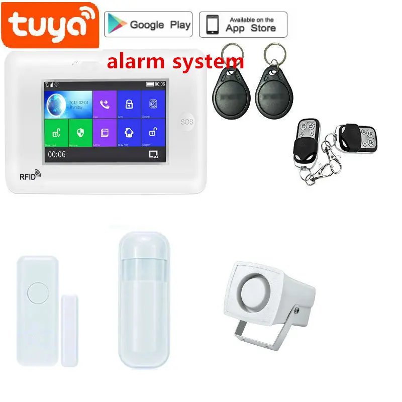 Tuya Wifi 4G sim Alarm System Wireless Detectors Alarm Smart Home APP Control English/Russian/Spanish/France/Italian