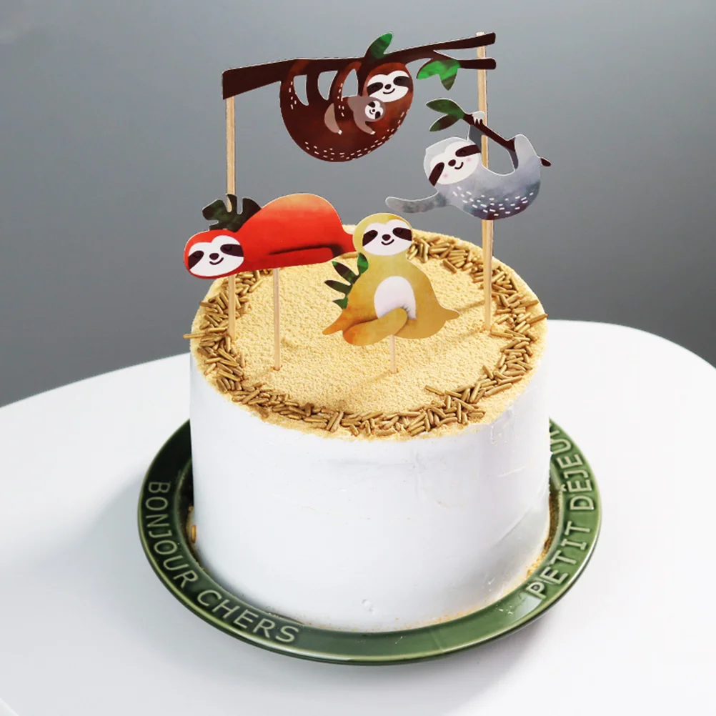 

Lazy Cute Sloth Cake Inserting Card Birthday Decor Decorations Ornaments