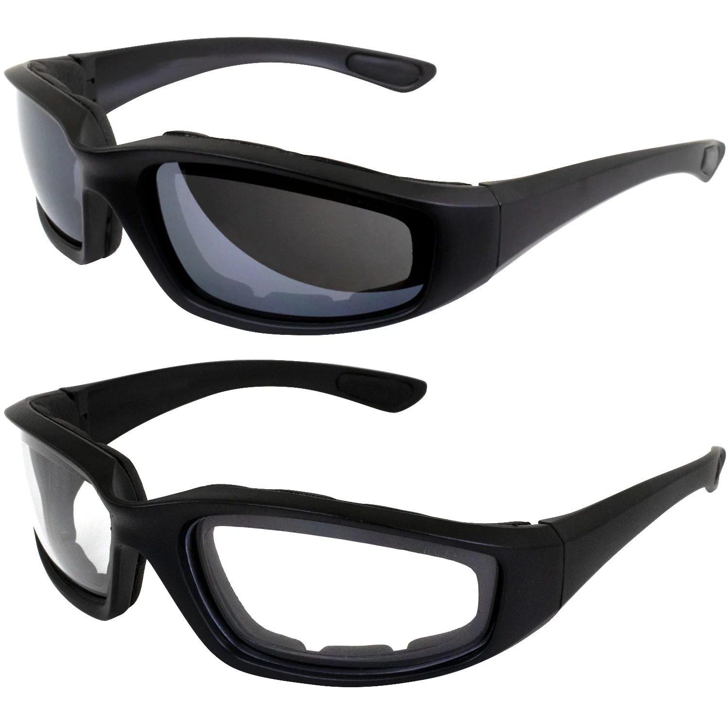 

Аксессуары для шлема, 2 пары очков, рандомные ANSI Z87, мягкие защитные очки для мотоцикла, черная оправа с прозрачными и дымчатыми линзами
