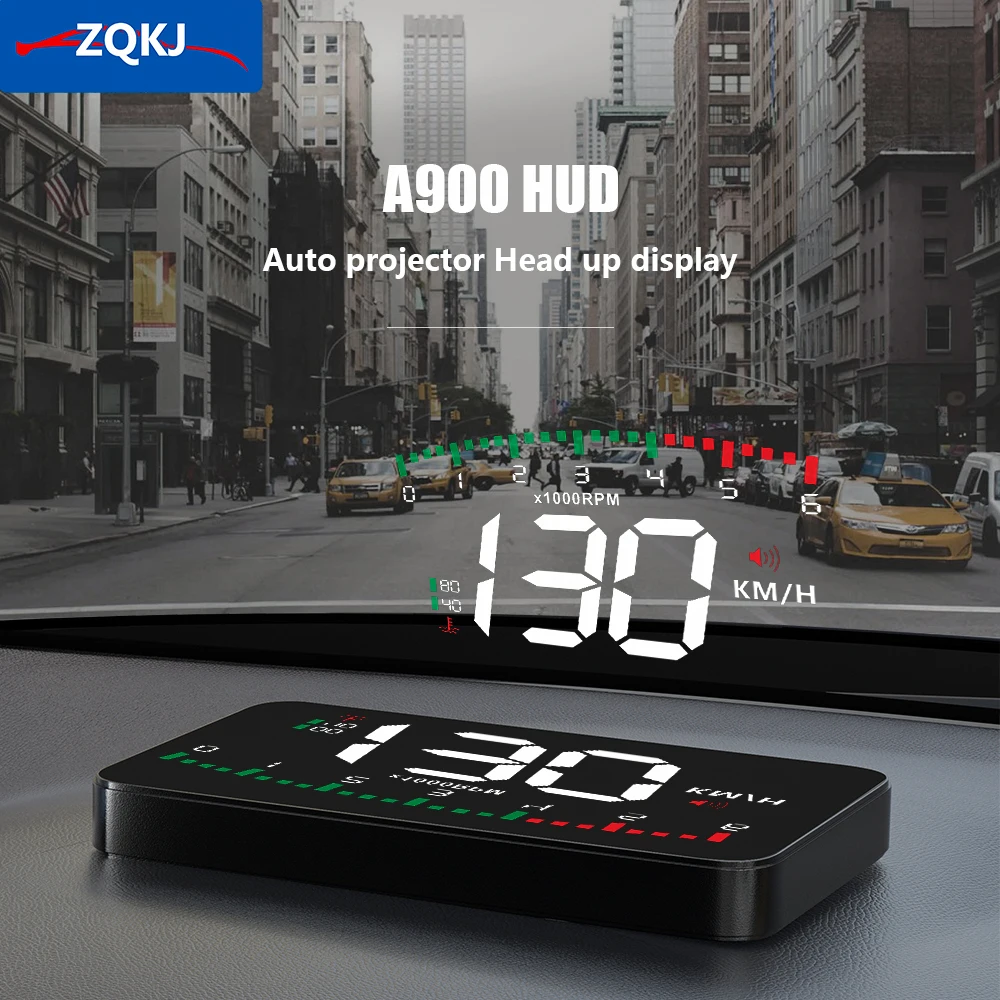 

ZQKJ A900 OBD2 HUD Car Head Up Display Auto Para Accessory Electronic Speedometer Windshield Projector LED Smart Digital Alarm