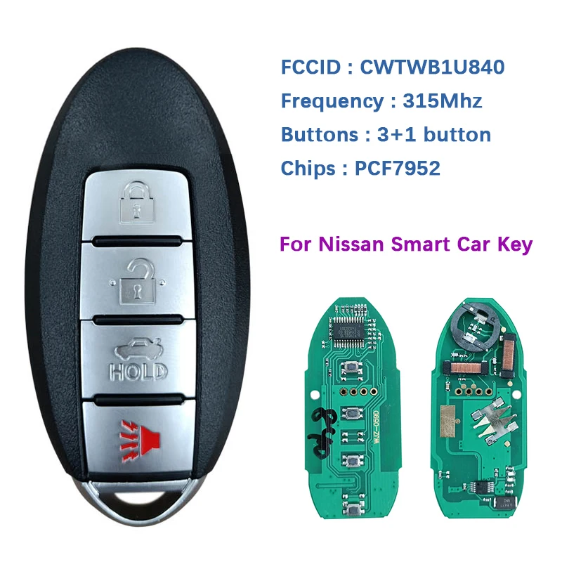 CN027047 Aftermarket 4 Button Smart Key для N-issan Remote с 315MHz PCF7952 CWTWB1U840 IC1788D-FWB1U840 | Автомобили и