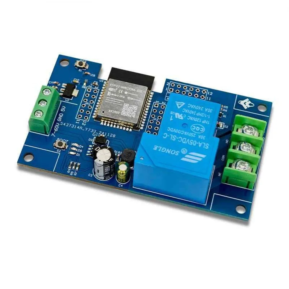 Фото Релейный модуль WIFI DC7-28/5 В, 1-канальный 30A ESP32-WROOM-32E, релейный модуль макетной платы для умного дома, беспроводное управление №4