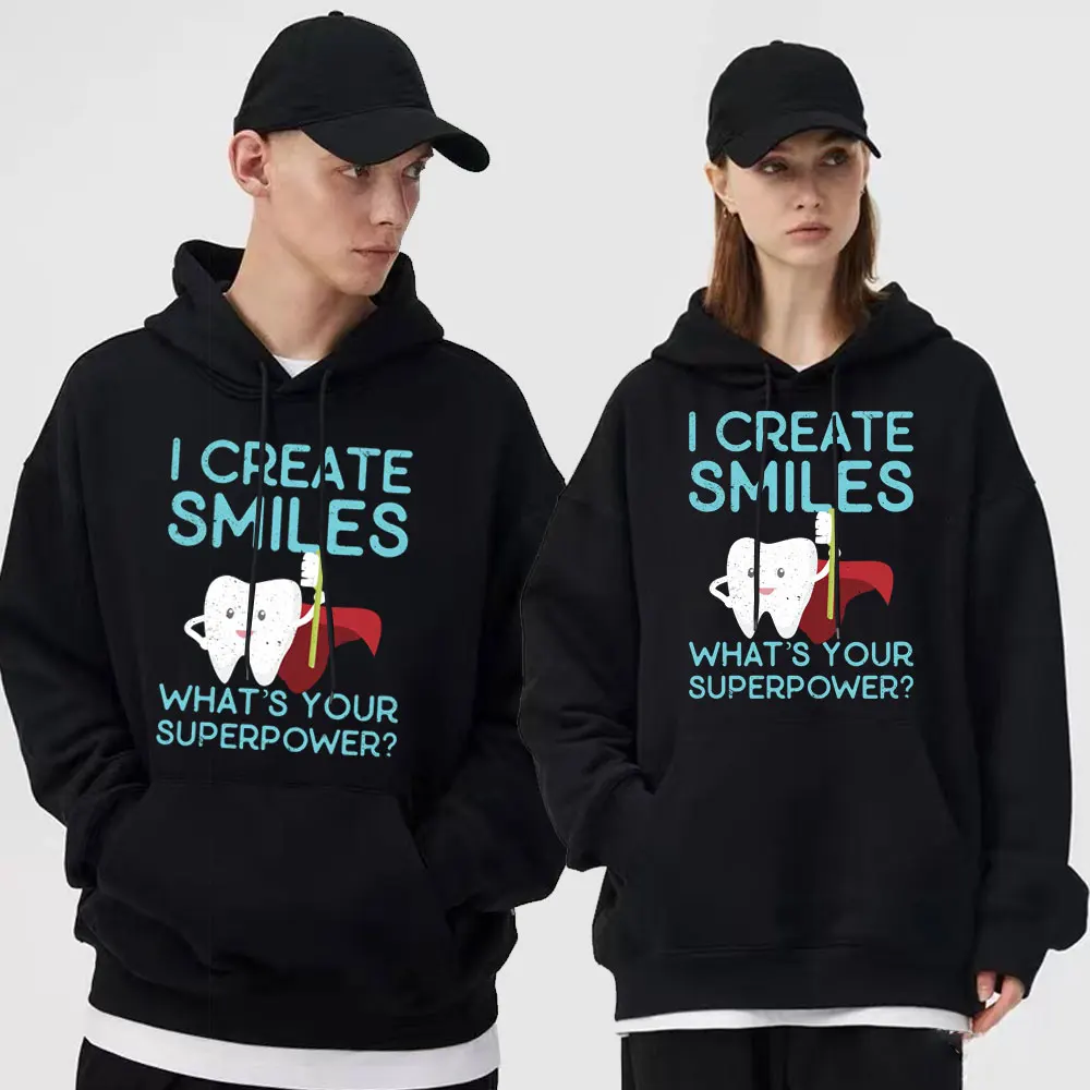 

Толстовки с надписью «I Create Smile», забавная Классическая Толстовка с капюшоном для стоматологов, гигиенистов, мужчин и женщин, хлопковая толс...