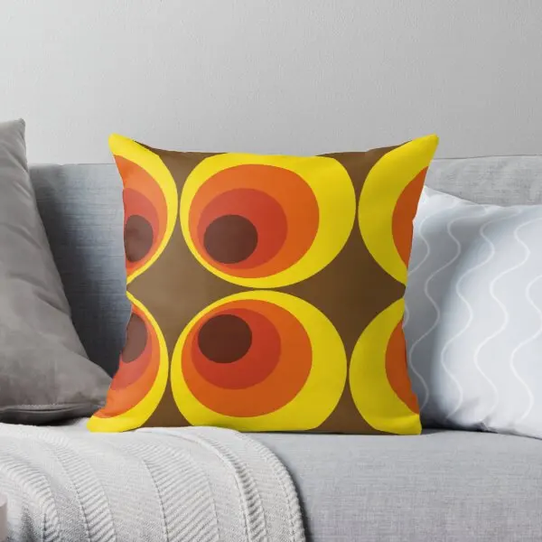

70S 80S Funky Vintage Circle Pattern Printing Throw Pillow Cover Soft Throw Fashion Cushion Comfort Square Pillows not include