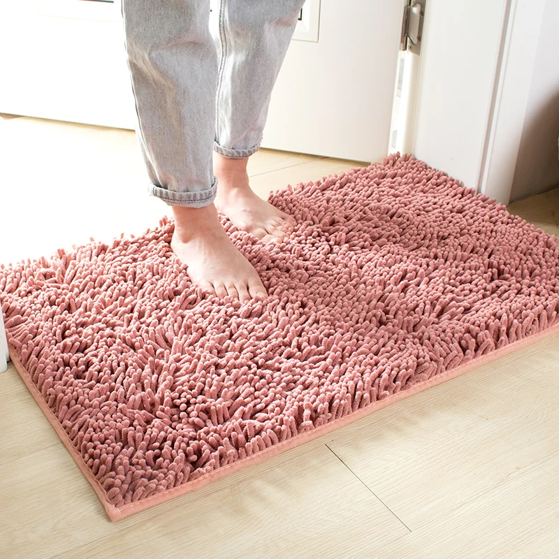 

Practical Home Washable Quick Dry Not Easy To Change Color Absorbent Bathroom Rugs Extra Soft Anti-slip Thick Chenille Bath Mat