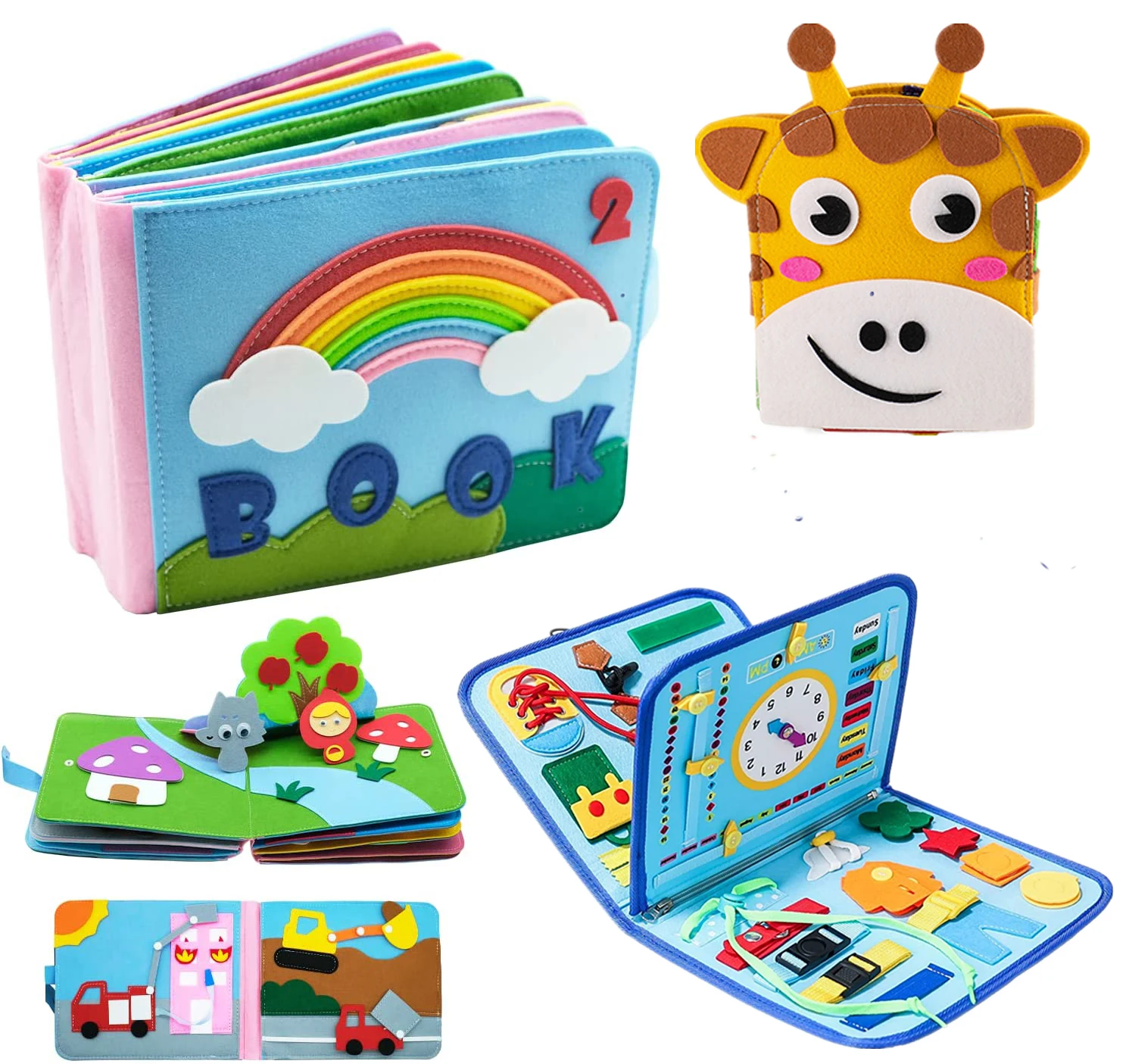 Kids Felts Quiet Book Sensory Toys Rainbow Book Montessori Baby Toy Activity Busy Books Educational Toys For Children 2-6 Years