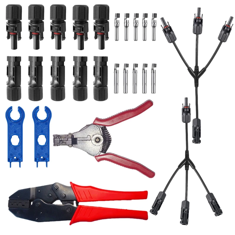 

Y-Type 1-Way 3 Photovoltaic Connector Wrench Photovoltaic Crimping Pliers Wire Stripping Pliers