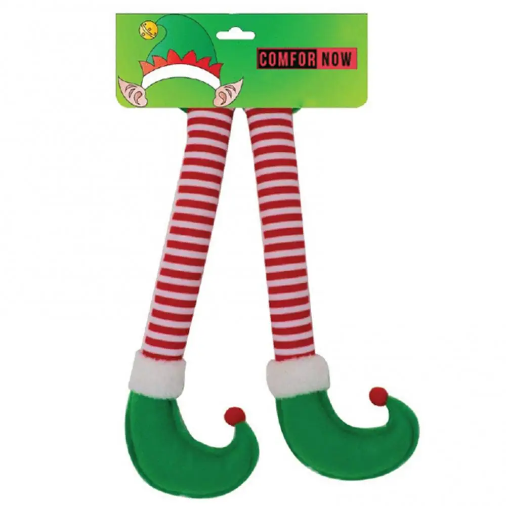 

Christmas Elf Santa Claus Legs Stripes Pattern Xmas Holiday Car Party Pendant