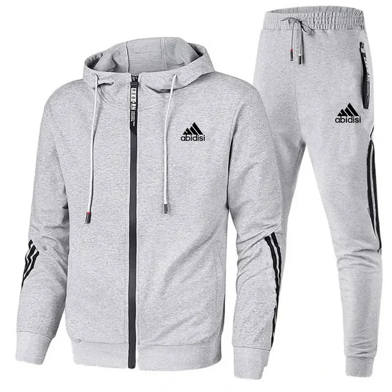 

2023 New Gyms Men's Sets 2 Pieces Sets Tracksuit Men's Jackets+Pants Suit Sportwear Gentlemen Plaid Mens Sports Suit Men Clothes