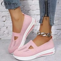 2022 summer casual shoes women new knitted fabric ladies light slip on comfy loafers home outdoor running walking sport sneakers