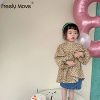 freely move korean baby girls floral print blouses 2022 spring toddlers children tops ruffles collar long sleeve kids shirts