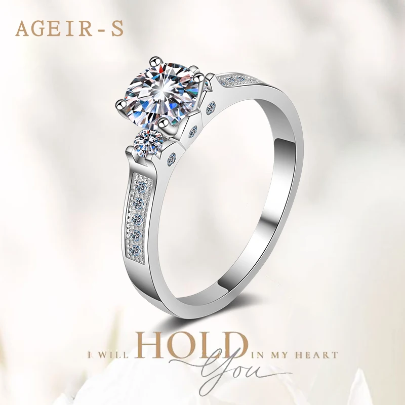 

AGEIR-S GRA Certified 80 Cent Moissanite Ring VVS1 Lab Diamond Solitaire Ring for Women Engagement Promise Wedding Jewelry Z063