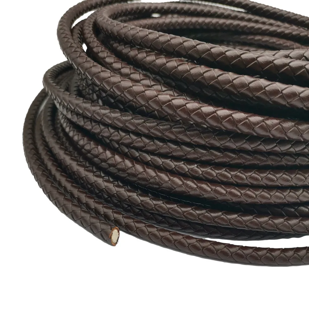 

1 Yard Brown 8mm Round Braided Leather Bolos Cords for Jewelry Making Folded Bracelet Leather Strap