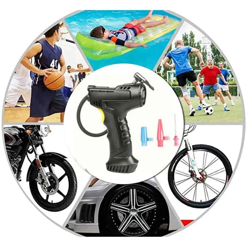 

120W Rechargeable Air Compressor Wireless Inflatable Pump Portable Air Pump Car Tire Inflator Digital for Car Bicycle Balls K2E8