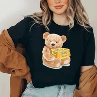 t shirt mens and womens top fashion bear casual large size black tees cartoon graphic short sleeves cotton camisetas mujer 4xl