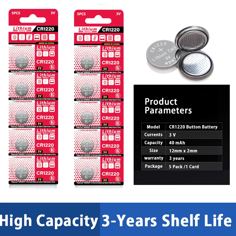 Кнопочные батареи 50PK CR1220 DL1220 BR1220 ECR1220 LM1220