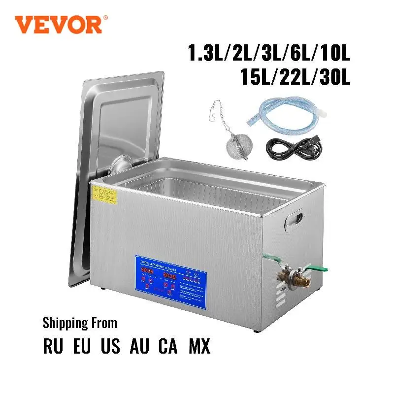 

VEVOR Ultrasonic Cleaner 1.3L 2L 3L 6L 10L 15L 22L 30L Lave-Dishes Portable Washing Machine Diswasher Ultrasound Home Appliance